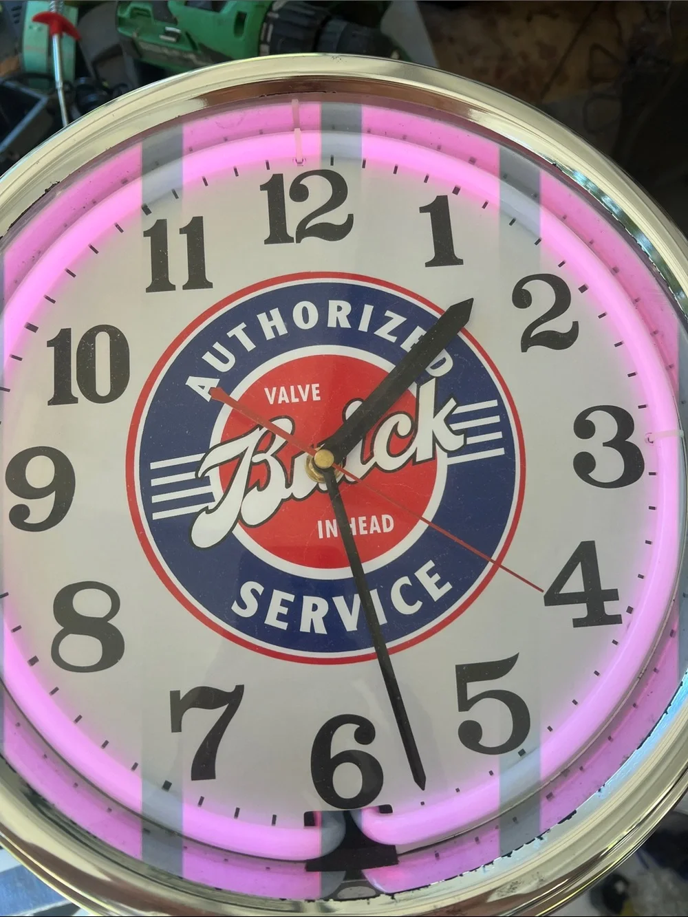 Vintage style Buick Service neon color changing light clock